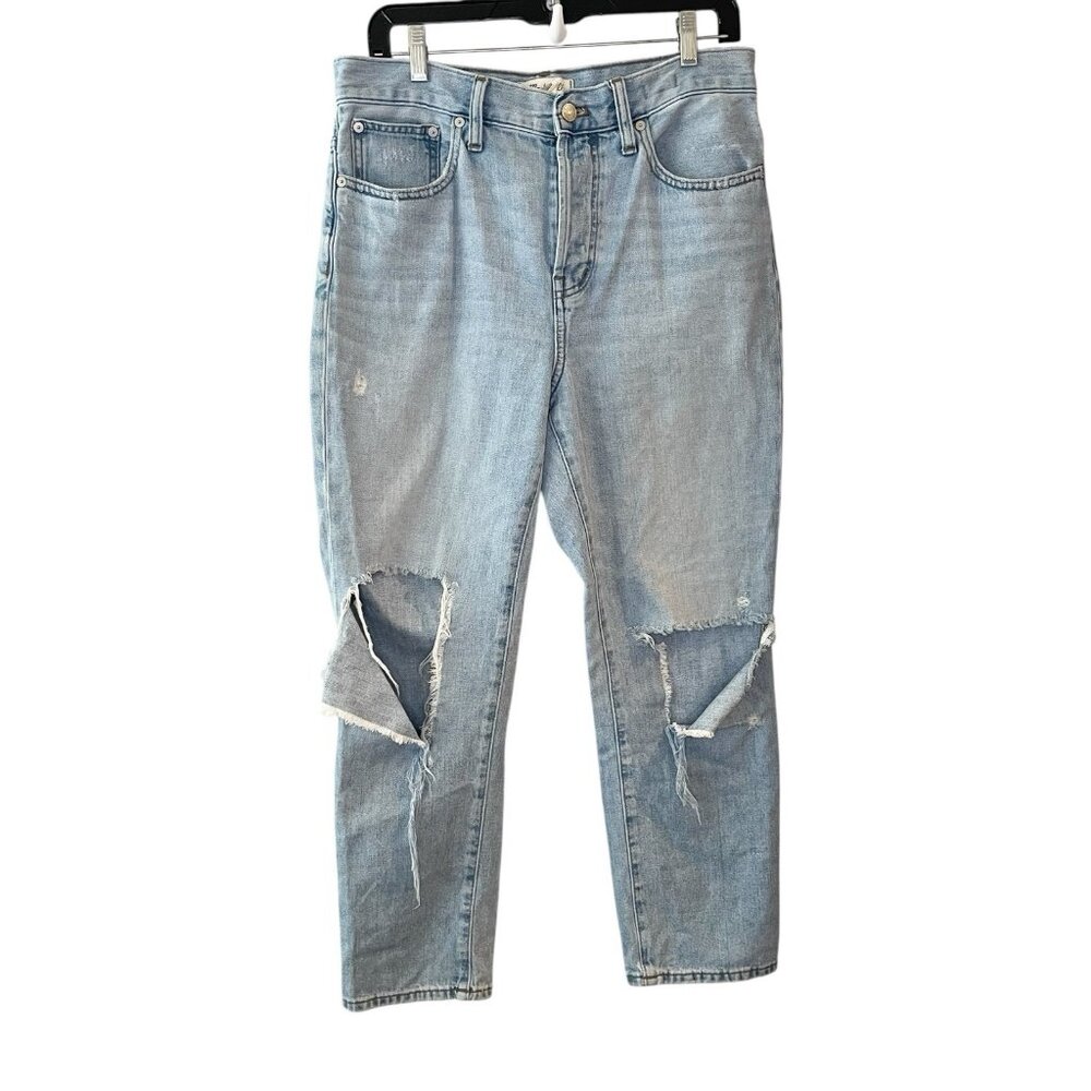 Madewell Jeans Denim The Perfect Vintage Distressed Ripped Light Wash Button Fly